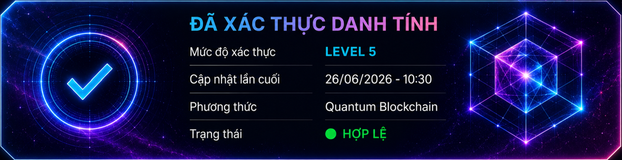 Đã xác thực danh tính - Level 5 - Quantum Blockchain - Hợp lệ